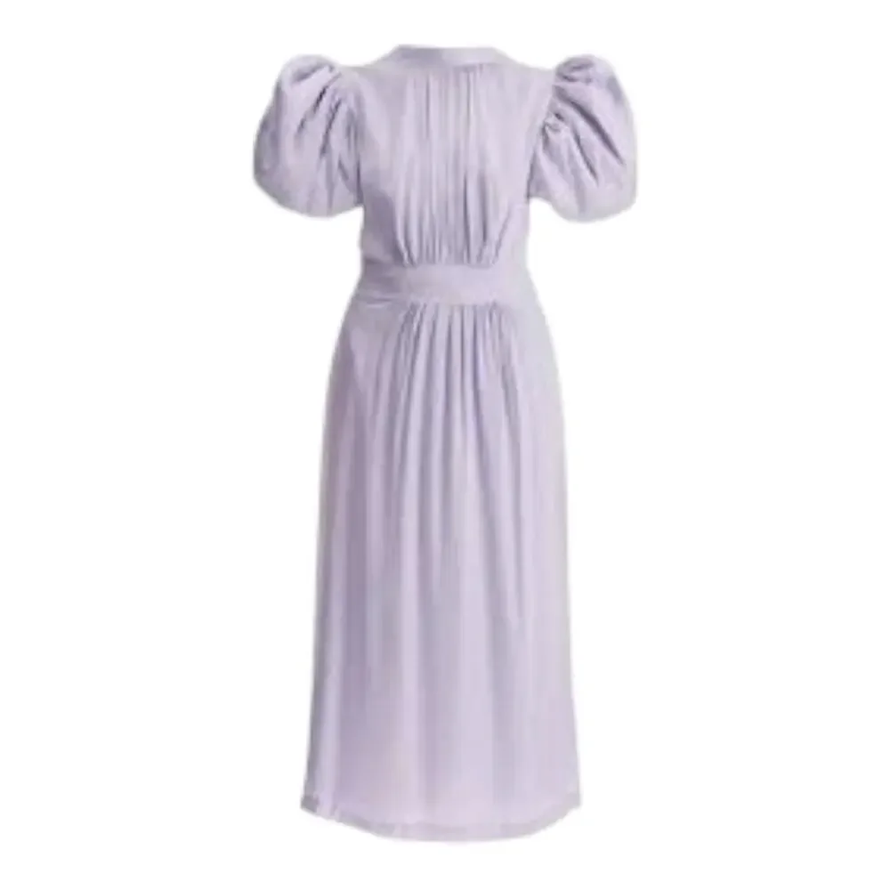 J. Crew Lavender Cotton Purple Smocked Gown with Bishop Sleeves Size Small